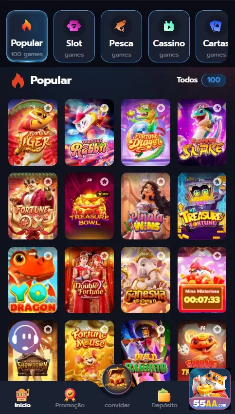 Diversos jogos de cassino online disponíveis para jogar